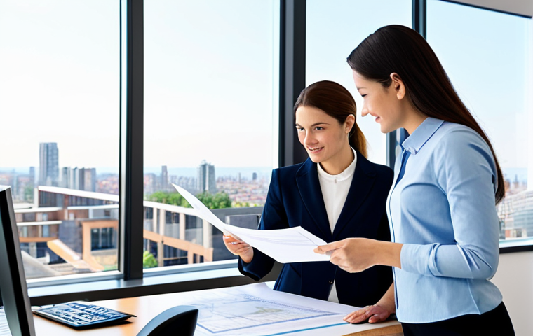**

"A professional female architect, fully clothed in a modest business casual outfit, presenting a building design to a client in a bright, modern office. The office features large windows overlooking a cityscape. Safe for work, appropriate content, perfect anatomy, correct proportions, natural pose, well-formed hands, proper finger count, professional setting, family-friendly."

**