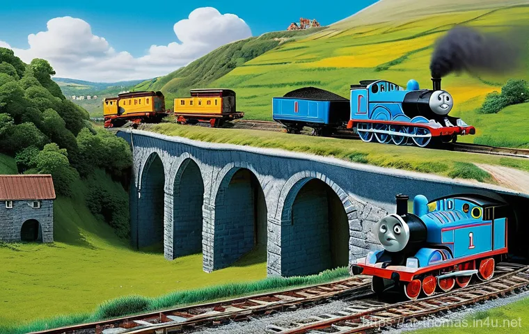 토마스와 친구들 런칭 연도와 역사 - **Prompt:** "A vibrant, panoramic view of Sodor Island on a sunny day. In the foreground, Thomas the...