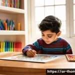 토마스와 친구들 색칠공부 자료 - A vibrant, detailed scene of a young Arab child wearing a colorful traditional thobe and sitting at ...