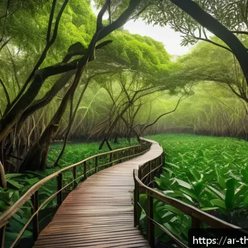 소도어 섬의 주요 장소들 - A lush tropical forest scene on Sudor Island featuring towering giant trees interwoven with dense ma...